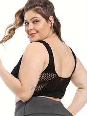 6 Pack Women's Plus Size Ruched Sports Bra Set Solid Wireless Comfort Gym
