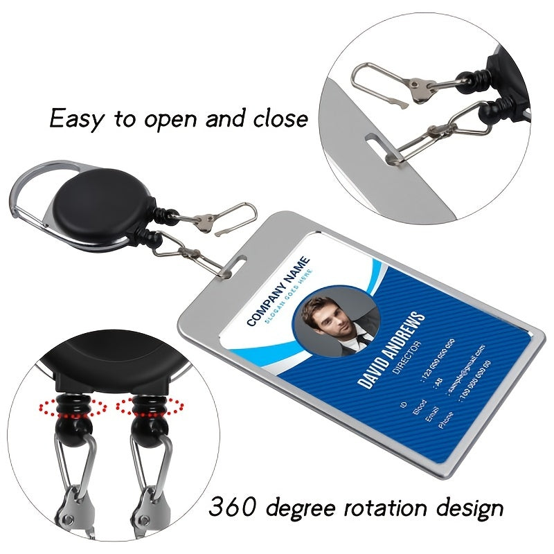 2pcs Retractable Key Chain 360 Rotation Easy Access Security