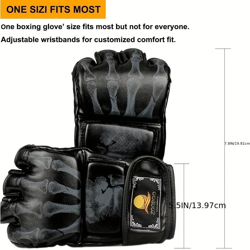 Boxing Half Finger Gloves Taekwondo Karate Protective Gear One Size