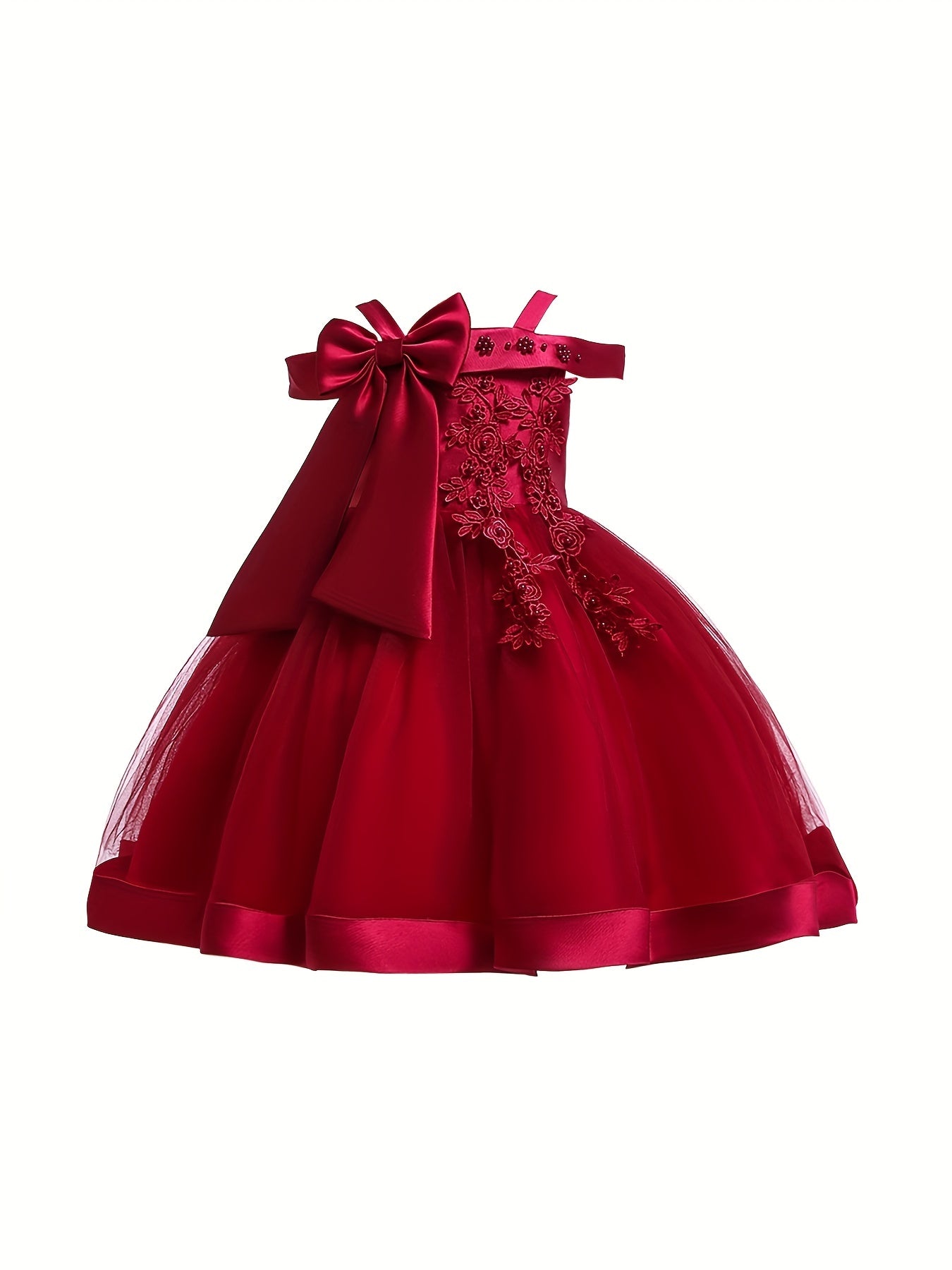 Girls' One Shoulder Formal Dress Beaded Flower Girl Wedding Dress