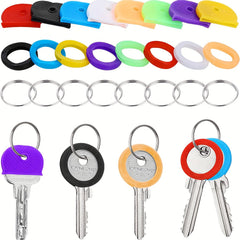 4pcs Silicone Key Cap Cover Labels Identifier Coding Ring Circular Key Cap