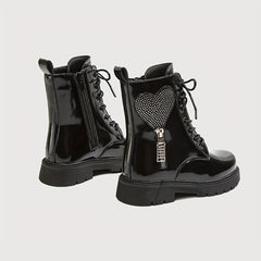 Vintage Rhinestone Heart Boots - Girls Comfortable Warm Boots