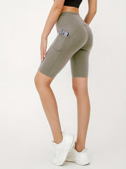 Women's High Waist Biker Shorts With Pockets - Yoga Running Compression Shorts