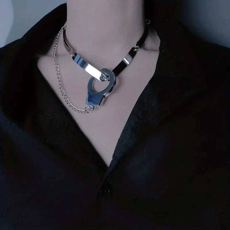 Gothic Punk Handcuffs Collarbone Chain Necklace