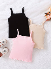 3pcs Girls Stretchy Sleeveless Cami Tops for Summer