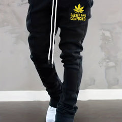 Leaf Pattern Slim Fit Flared Joggers Men's Pants
