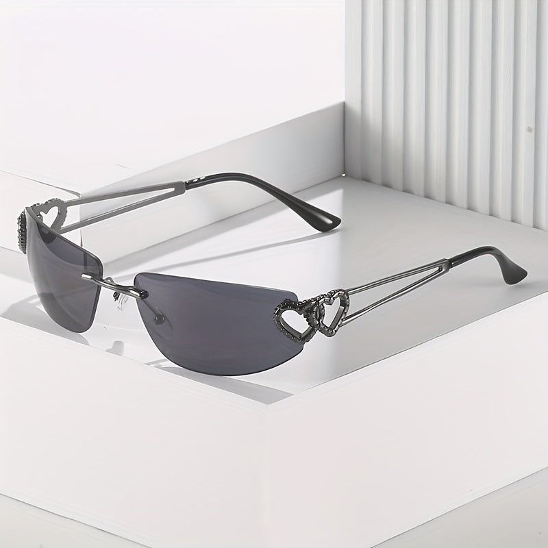 Y2K Rimless Sunglasses Oval Gradient UV400 Sun Shades