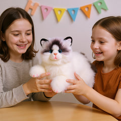 Ultra Soft Siamese Cat Plush Toy & Striped Kitten Hugging Companion