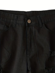 Men's Ripped Denim Shorts Street Style Stretch Denim Shorts