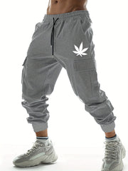 Leaf Pattern Cargo Pants Men's Joggers for Spring Summer