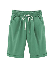 High Rise Drawstring Shorts Women's Plus Solid Casual S