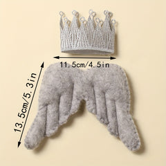 Newborn Wool Felt Angel Wings Crown Baby Photography Set