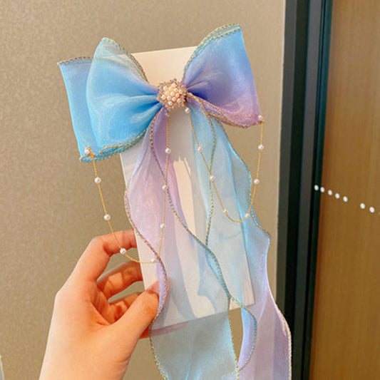 Cartoon Bow Hair Clip Big Ribbon Adult Gradient Braided Hair Extensions Wig