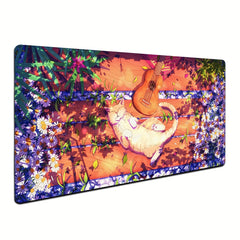 Leisure Music Cat Gaming Mousepad Desk Mat Large 60 X 35 Non Slip Rubber Base