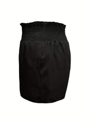 Casual Shorts Women's Plus Solid Elastic Waist Shorts