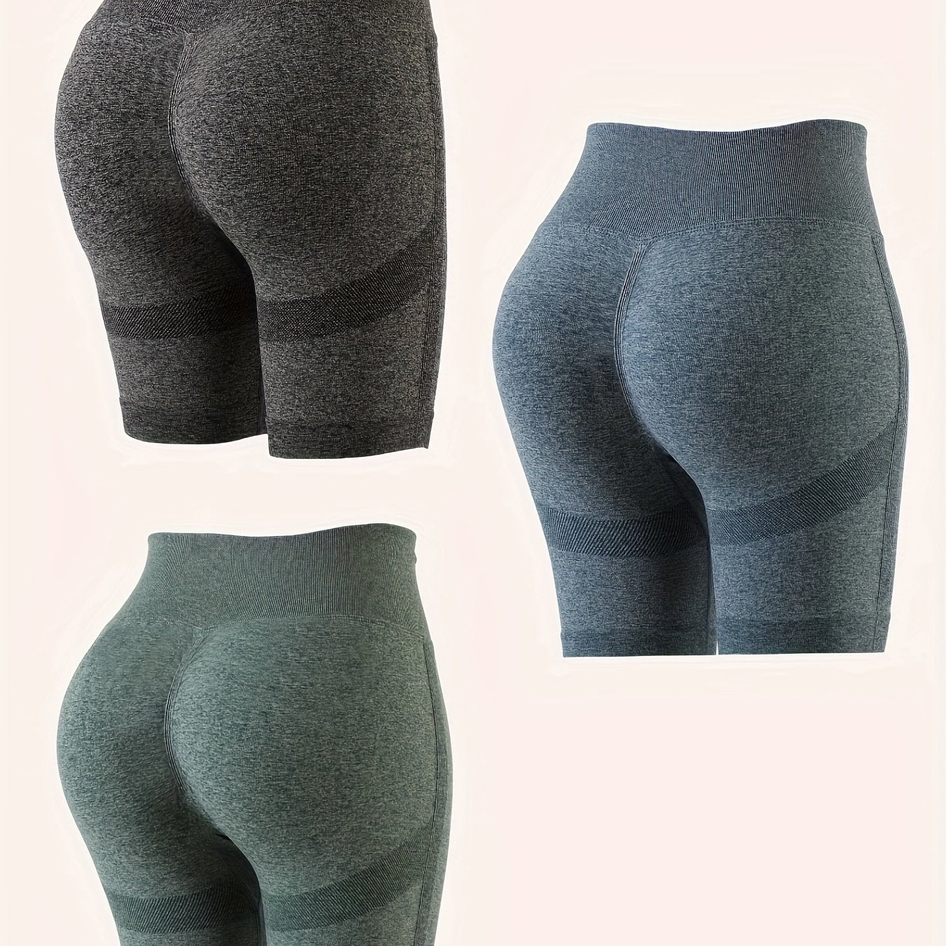 3pcs Seamless Solid Butt Lifting Shorts for Women