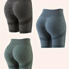 3pcs Seamless Solid Butt Lifting Shorts for Women