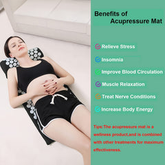 Acupressure Massage Mat and Pillow Set Relieve Back and Neck Stress