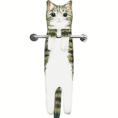 Cat Pattern Hanging Towel, Funny Decorative Fingertip Towel