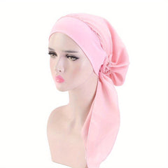 Flower Print Soft Bonnet Silk Head Wrap Women Turban Casual Head Scarf
