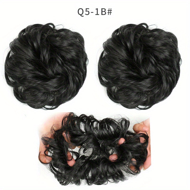 Messy Hair Bun Extensions Curly Wavy Chignon Scrunchy Updo Hairpiece