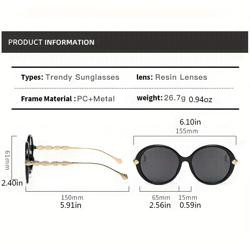 Gradient Frame Sunglasses Leaf Metal Temple UV400