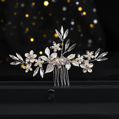 Crystal Bride Wedding Hair Comb with Pearl Bridal Side Combs