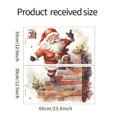 2pcs Christmas Wall Stickers Santa Claus Stickers Holiday Bedroom Decoration