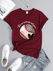 Baseball Graphic Short Sleeve Sports T shirt Round Neck