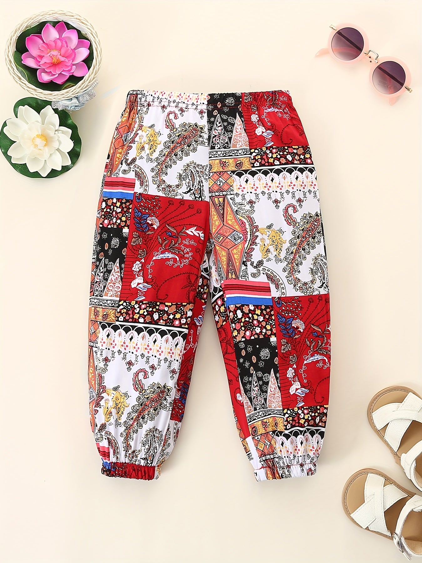 Girls Ethnic Style Summer Rayon Casual Ankle Pants