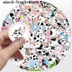 50pcs Cow Doodle Stickers for Luggage Helmet Laptop Skateboard DIY Waterproof