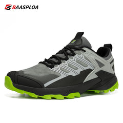 Baasploa Men's Lace Up Hiking Shoes Anti skid For Camping