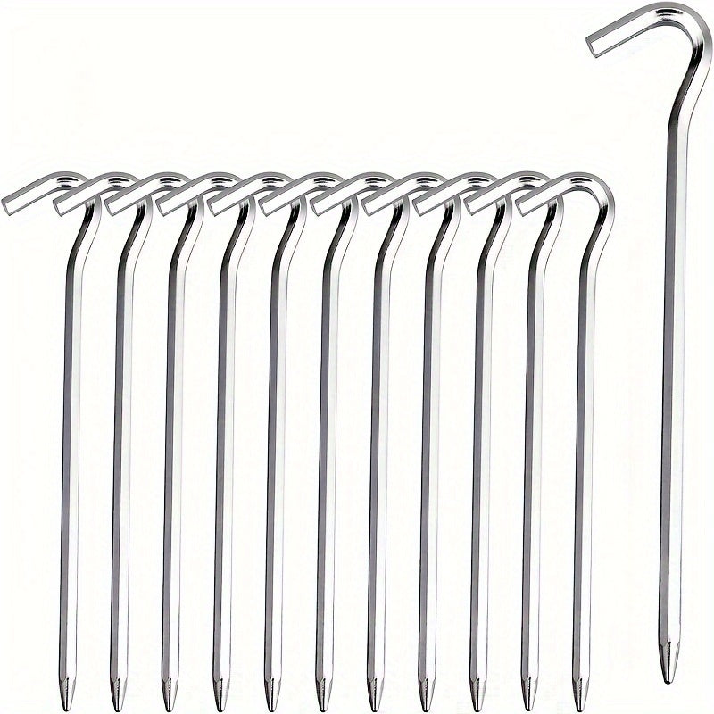 4pcs Aluminum Tent Pegs with Hooks for Camping Tents