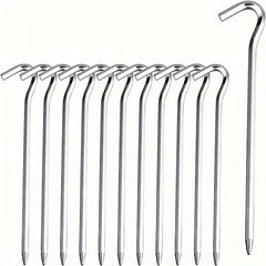 4pcs Aluminum Tent Pegs with Hooks for Camping Tents