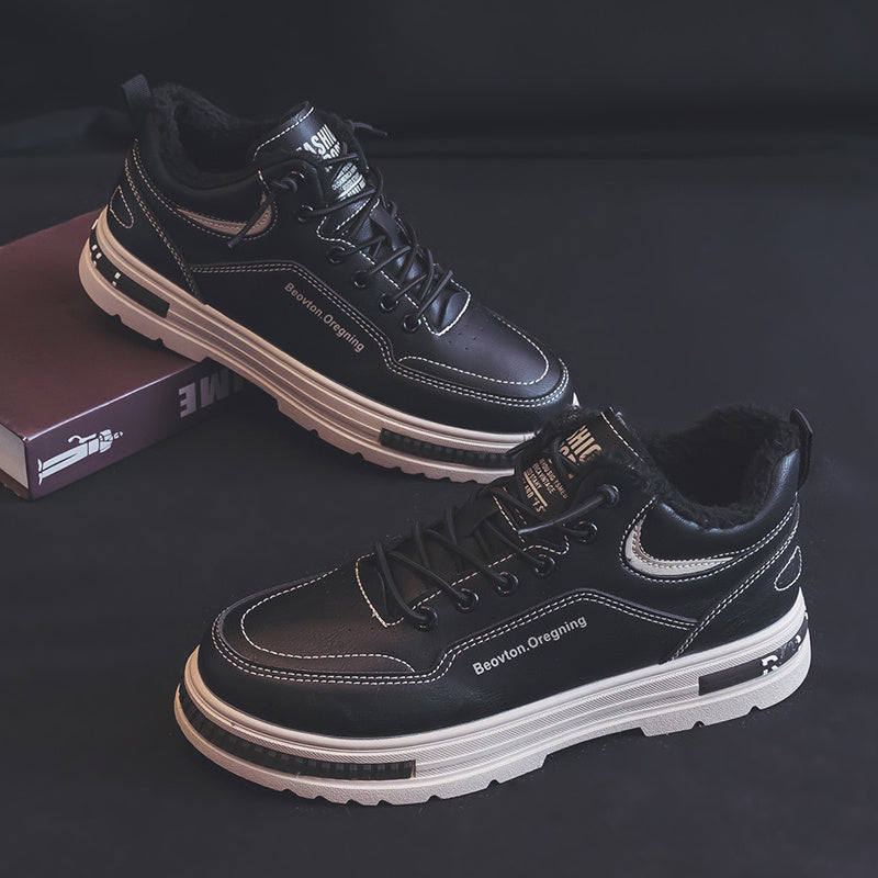 Men's Fuzz Lined Lace-up Ankle Boots - Casual Walking Shoes