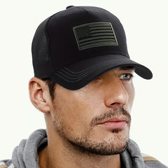 Men's American Flag Camo Mesh Cap for Outdoor Wear