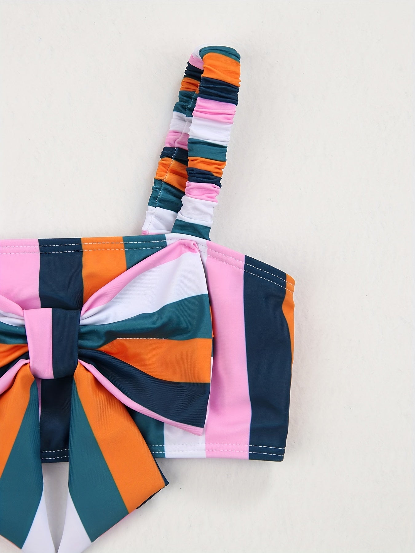 Toddler Girls Stripe Ruffle Bow Bikini Tankini Swimsuit