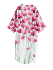 Floral Print Kimono Cover Up & Straight Leg Pants 2 Piece Swimsuit