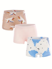 Girls Boxer Briefs Elastic Waist Cartoon Animals Print Comfortable Underwear