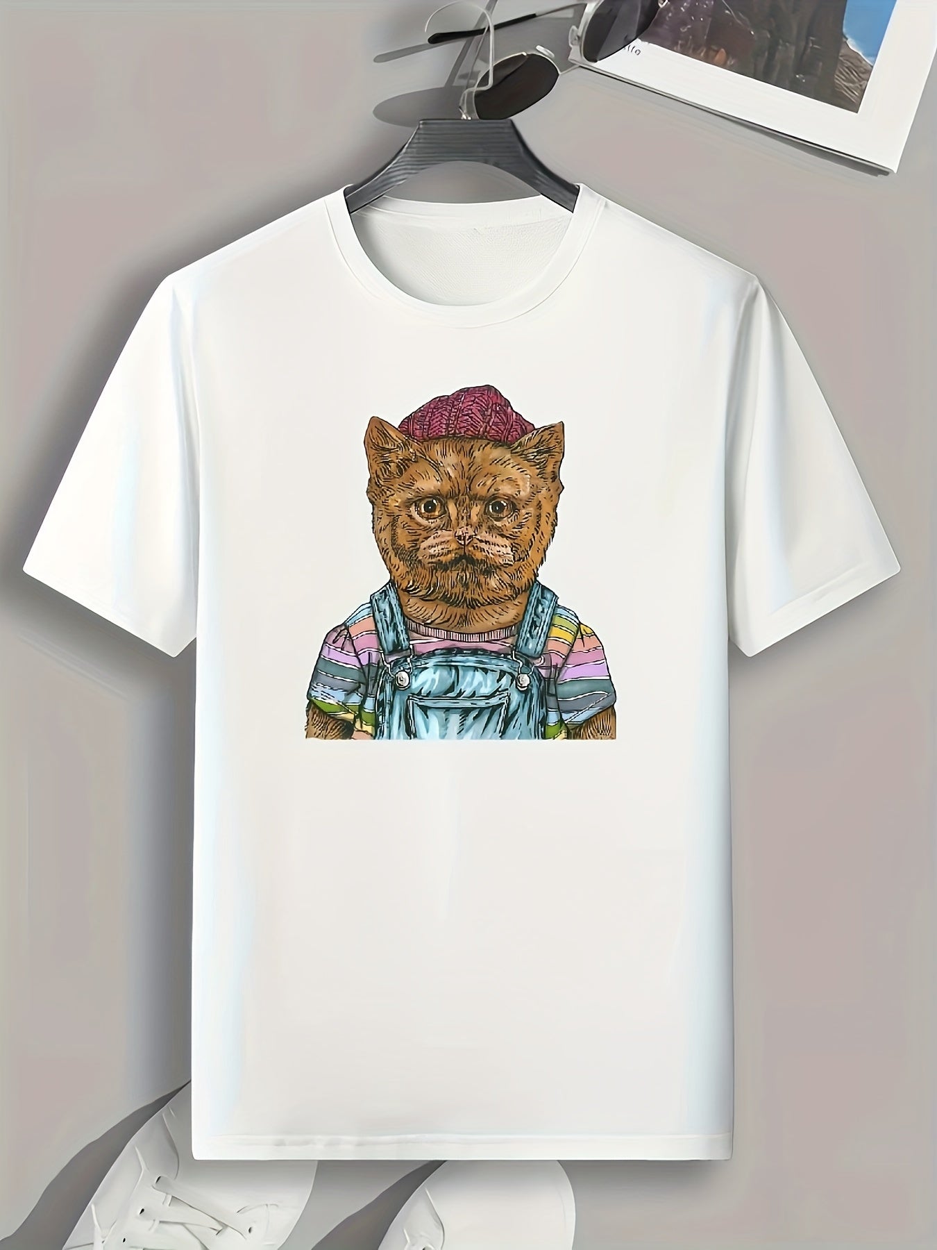 Bear Print Men's Graphic T-shirt Casual Comfy Tees for Summer