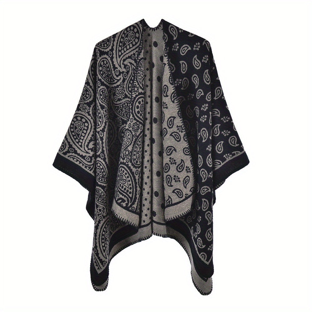 Thicken Warm Slit Shawl Large Printed Casual Shawl Wraps
