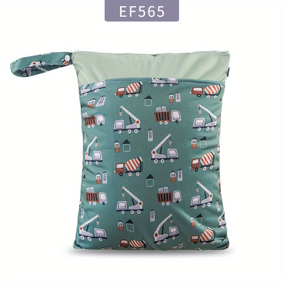 Printed Double Zipper Waterproof Diaper Bag - 30/40 Diaper Storage Bag