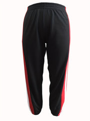 Colorblock Stripe Print Button Elastic Pants