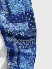 Paisley Bandana Pattern Drawstring Sweatpants Loose Fit Pants