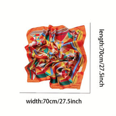 Graphic Bandana Block Silk Scarf Casual Shawl Head Wrap