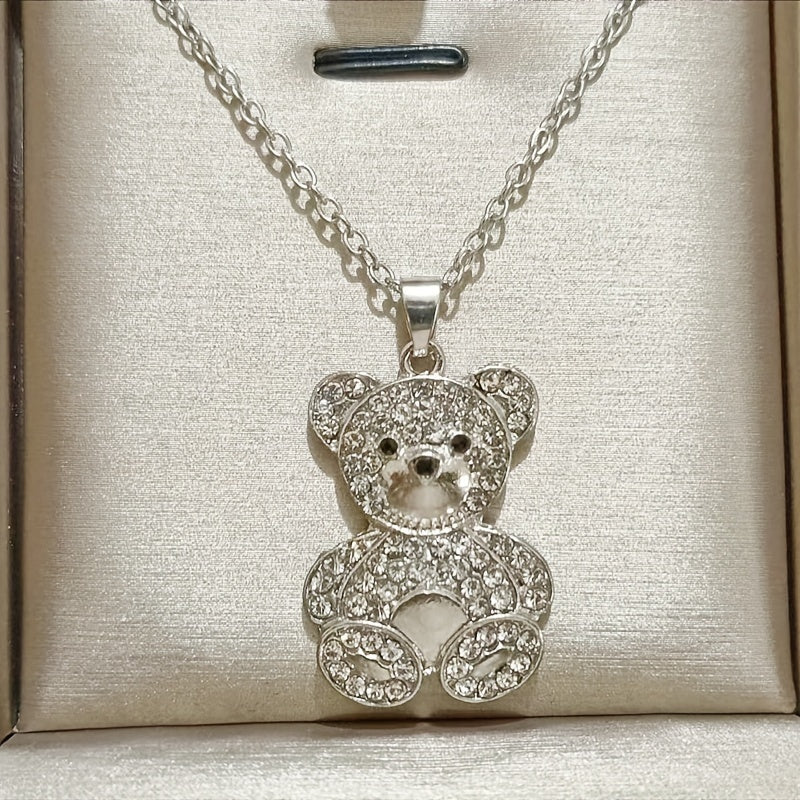 CZ Bear Necklace Girl Animal Accessories