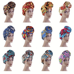 Boho Turban Cap Flower Print Head Wrap Bonnet Beanie Head Scarf Chemo Hats