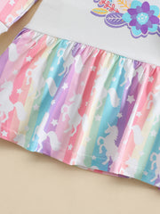Baby Girls Unicorn Print Hooded Dress Set