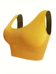 Striped Seamless Sports Bra With Removable Pads