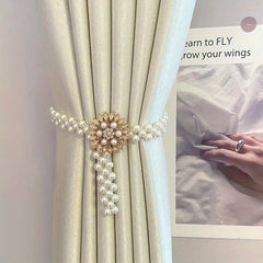 Nordic Style Faux Pearl Curtain Holdback Metal Spring Curtain Tie